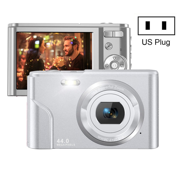 DC302 2.88 inch 44MP 16X Zoom 2.7K Full HD Digital Camera Children Card Camera, US Plug(Silver) - Children Cameras by PMC Jewellery | Online Shopping South Africa | PMC Jewellery | Buy Now Pay Later Mobicred