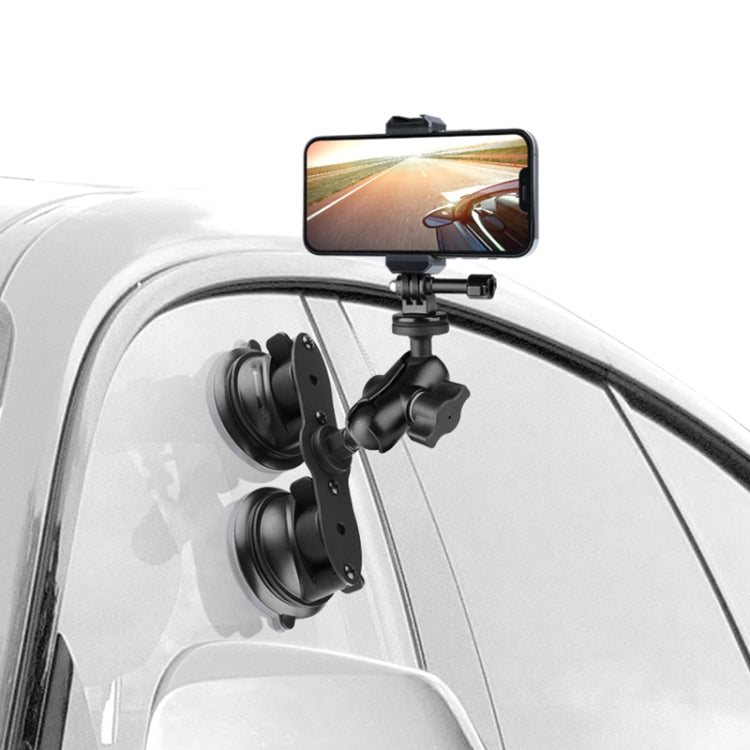 Triangle Suction Cup Mount Holder with Tripod Adapter & Steel Tether & Safety Buckle (Black) - free shipping - PMC TechLife - Order now!