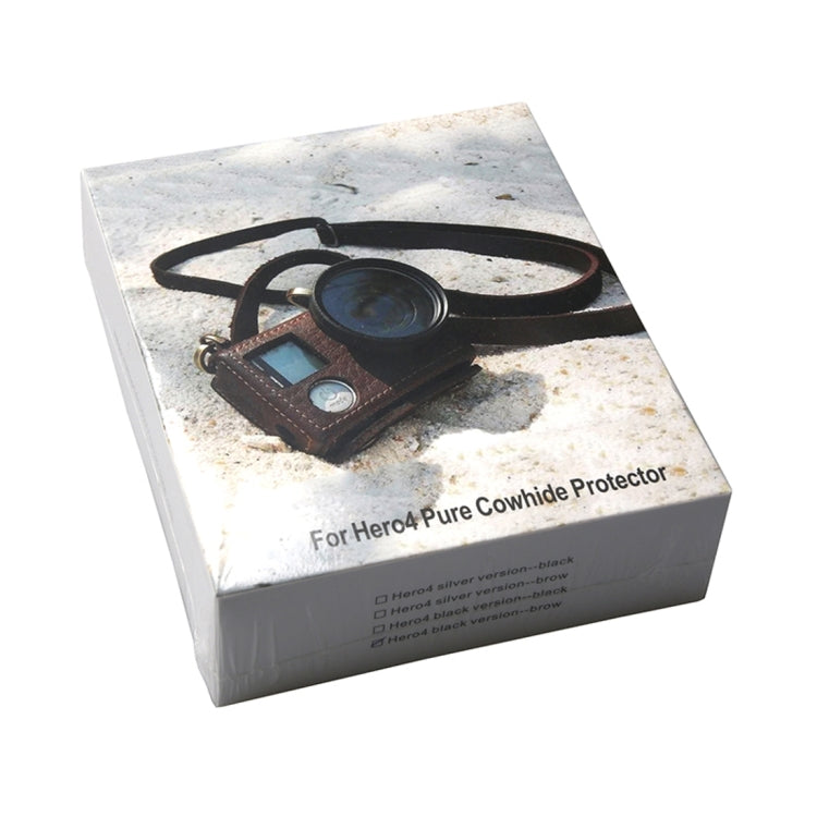 For GoPro HERO4 Litchi Texture Genuine Leather Protective Case with Sling(Brown) - Leather Cases by PMC TechLife | Online Shopping South Africa | PMC TechLife | Buy Now Pay Later Mobicred
