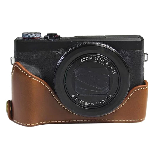 1/4 inch Thread PU Leather Camera Half Case Base for Canon G7 X Mark III / G7 X3 (Brown) - Half Case by PMC Jewellery | Online Shopping South Africa | PMC Jewellery | Buy Now Pay Later Mobicred