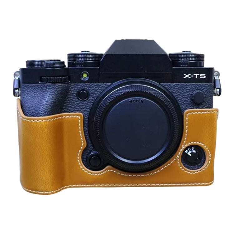 For FUJIFILM X-T5 1/4 inch Thread PU Leather Camera Half Case Base (Brown) - Half Case by PMC TechLife | Online Shopping South Africa | PMC TechLife | Buy Now Pay Later Mobicred