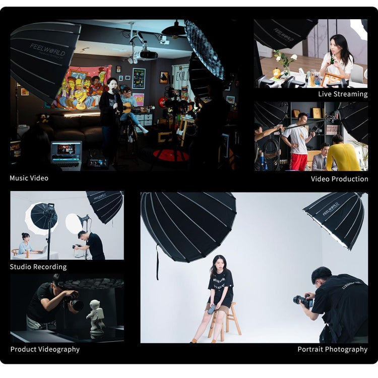 FEELWORLD FSP60 60cm Parabolic Softbox Quick Release Diffuser with Bowens Mount (Black) - free shipping - PMC TechLife - Order now!