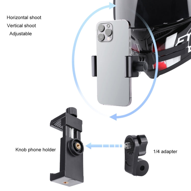 Foldable Bending Action Camera Phone Helmet Mount Kit with J-Hook Buckle & Rotation Phone Clamp & Adapter (Black) - Helmet Mount by PMC Jewellery | Online Shopping South Africa | PMC Jewellery | Buy Now Pay Later Mobicred