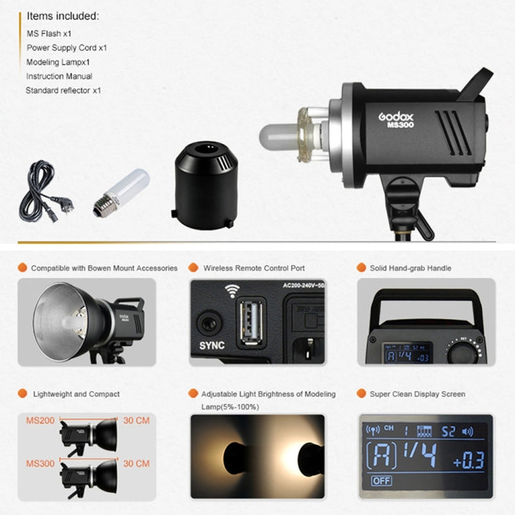 Godox MS300 Studio Flash Light 300Ws Bowens Mount Studio Speedlight (AU Plug) - free shipping - PMC TechLife - Order now!
