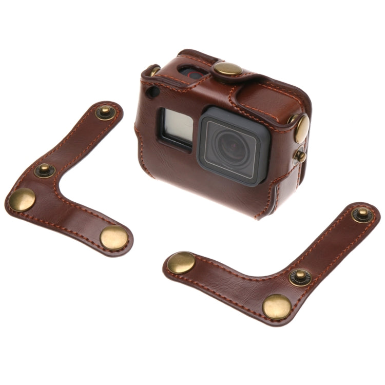 For GoPro HERO7 Black /6 /5  PU Leather Housing Case with Neck Strap & Buttons(Brown) - Leather Cases by PMC Jewellery | Online Shopping South Africa | PMC Jewellery | Buy Now Pay Later Mobicred