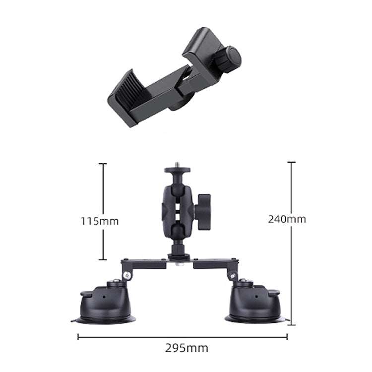 Dual-leg Suction Cup Connecting Rod Arm Phone Clamp Mount(Black) - Holder by PMC Jewellery | Online Shopping South Africa | PMC Jewellery | Buy Now Pay Later Mobicred