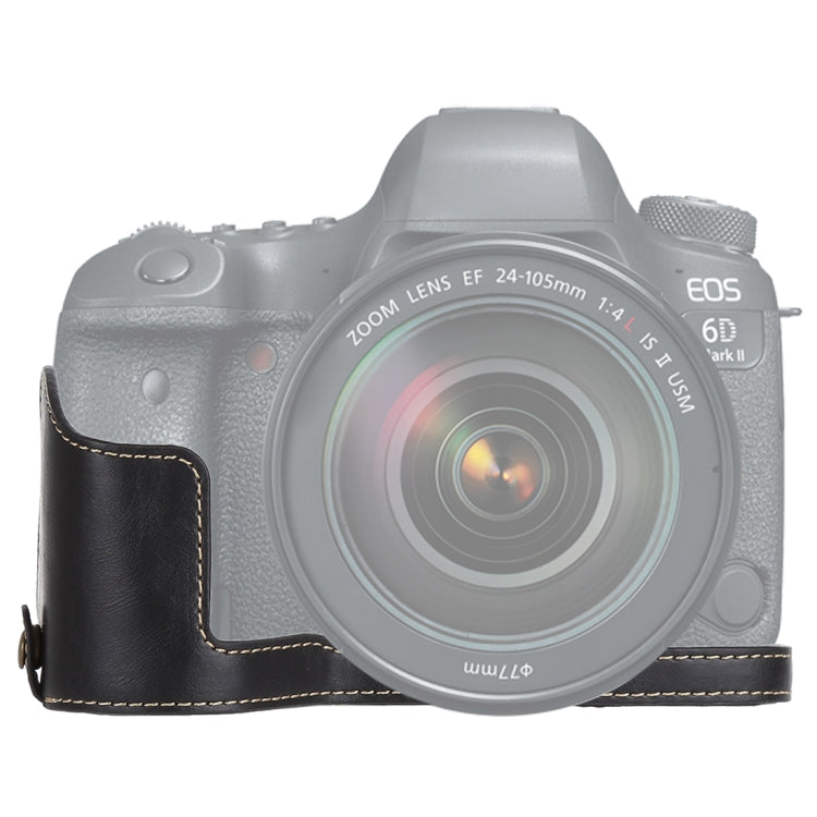 1/4 inch Thread PU Leather Camera Half Case Base for Canon EOS 6D /  6D Mark II (Black) - free shipping - PMC TechLife - Order now!