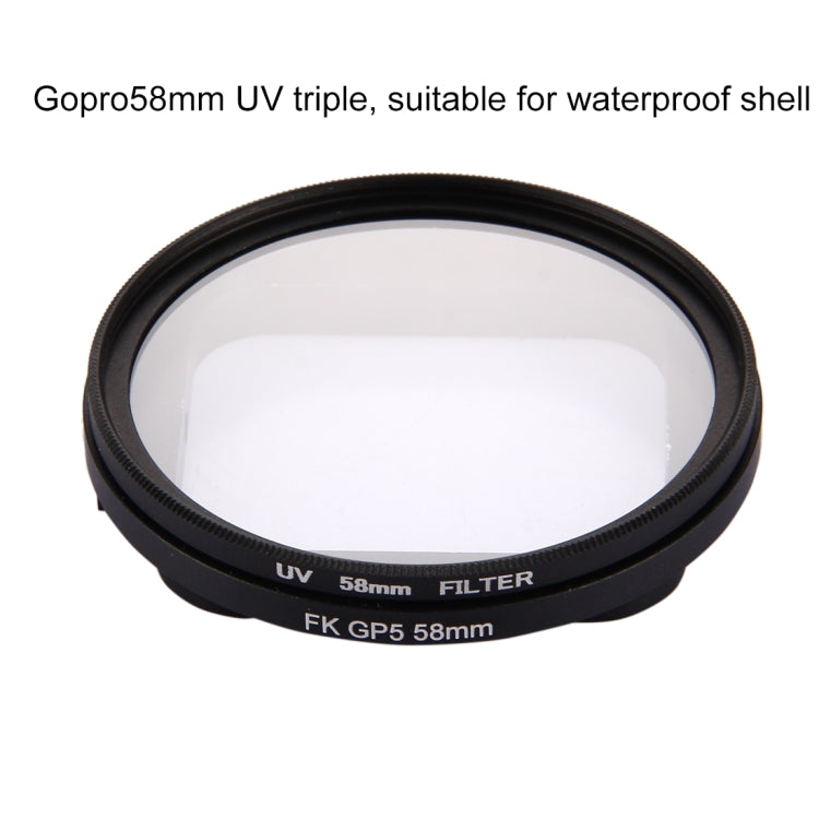 58mm 3 in 1 Round Circle UV Lens Filter with Cap for GoPro HERO7 Black/6 /5 - Lens Filter by JSR | Online Shopping South Africa | PMC Jewellery | Buy Now Pay Later Mobicred