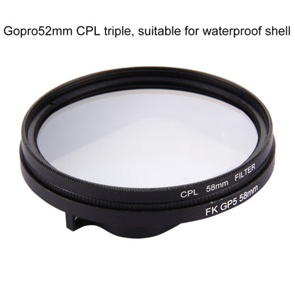 58mm 3 in 1 Round Circle CPL Lens Filter with Cap for GoPro HERO7 Black/6 /5 - Lens Filter by JSR | Online Shopping South Africa | PMC Jewellery | Buy Now Pay Later Mobicred