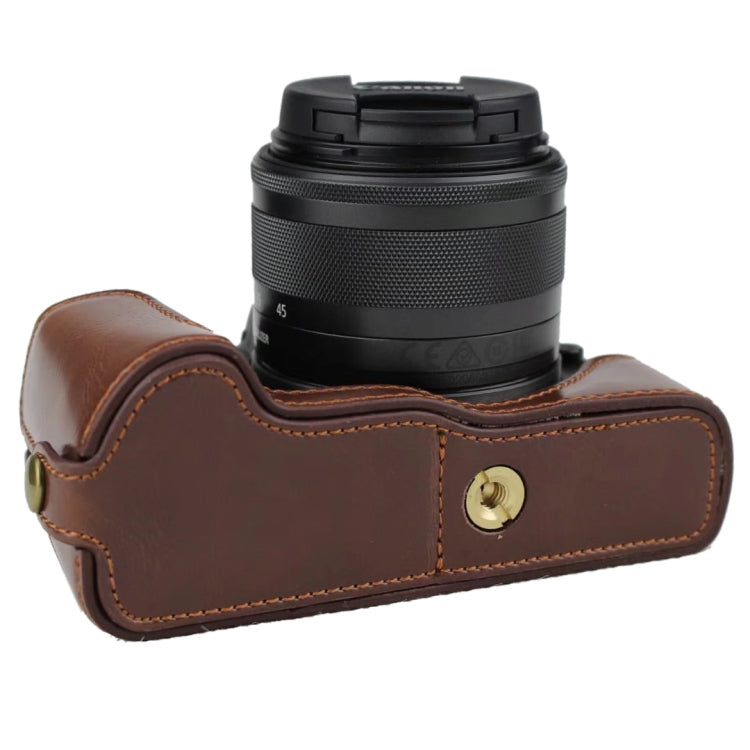 1/4 inch Thread PU Leather Camera Half Case Base for Canon EOS M50 / M50 Mark II (Coffee) - free shipping - PMC TechLife - Order now!