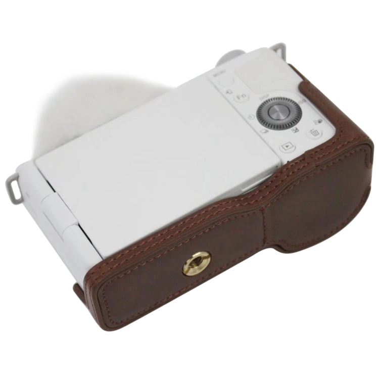 1/4 inch Thread PU Leather Camera Half Case Base for Sony ZV-E10 / ZV-E10L (Coffee) - Half Case by PMC Jewellery | Online Shopping South Africa | PMC Jewellery