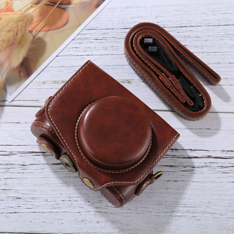 Full Body Camera PU Leather Camera Case Bag with Strap for Canon PowerShot G7 X Mark II (Coffee) - free shipping - PMC TechLife - Order now!