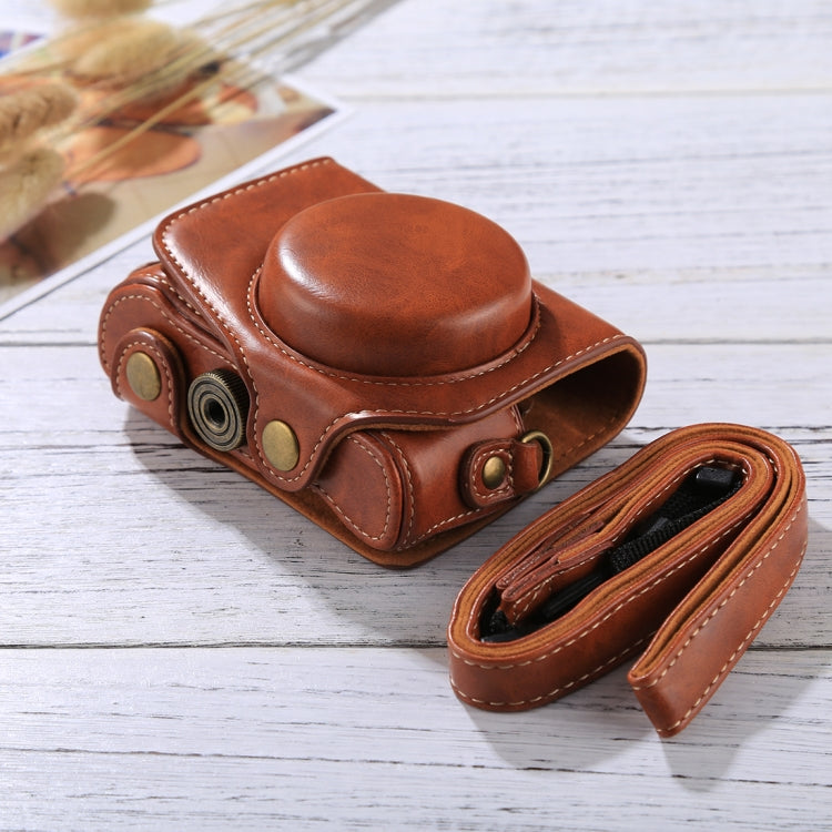 Full Body Camera PU Leather Camera Case Bag with Strap for Canon PowerShot G7 X Mark II (Brown) - free shipping - PMC TechLife - Order now!