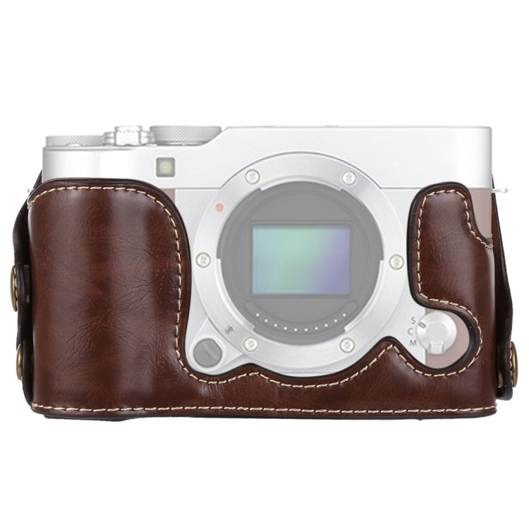 1/4 inch Thread PU Leather Camera Half Case Base for FUJIFILM X-A3 / X-A10(Coffee) - free shipping - PMC TechLife - Order now!
