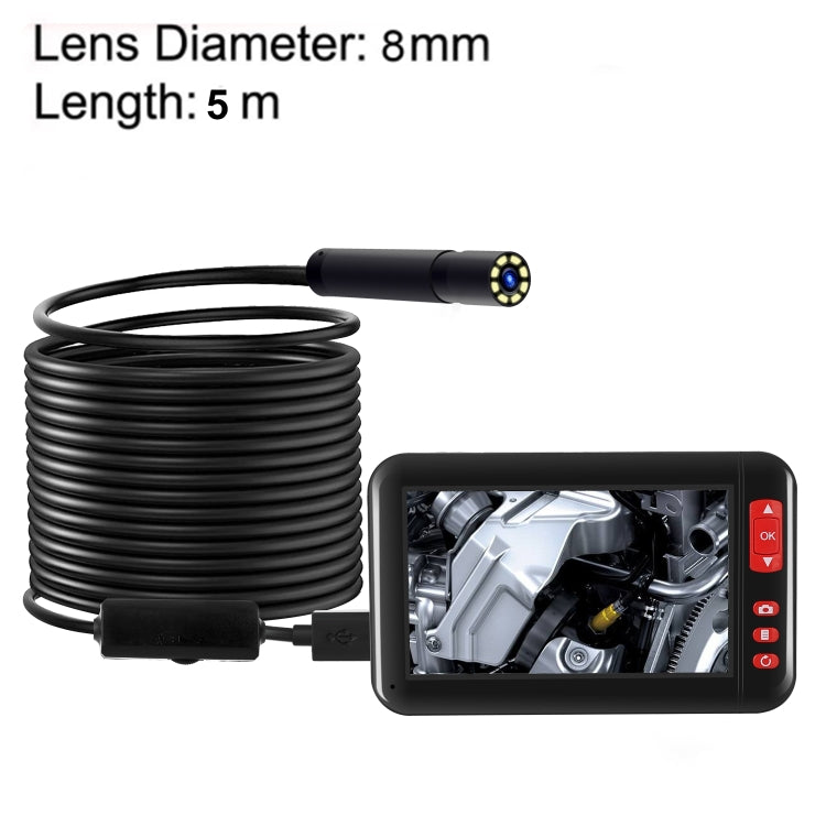 P20 4.3 Inch Screen Display HD1080P Inspection Endoscope with 8 LEDs, Length: 5m, Lens Diameter: 8mm, Mild Line -  by PMC Jewellery | Online Shopping South Africa | PMC Jewellery | Buy Now Pay Later Mobicred