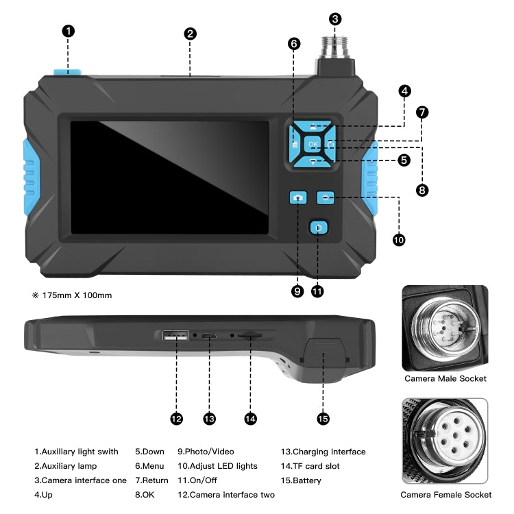 P30 5.5mm IP67 Waterproof 4.3 inch HD Portable Endoscope Hard Cable Industrial Endoscope, Cable Length: 2m(Blue) -  by PMC Jewellery | Online Shopping South Africa | PMC Jewellery | Buy Now Pay Later Mobicred