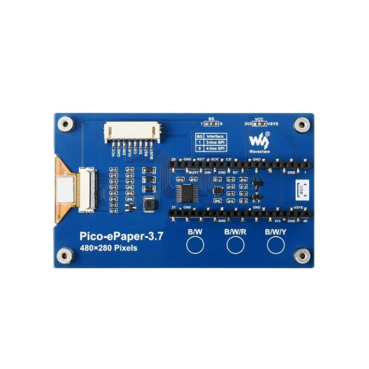 Waveshare 3.7 inch 480x280 Pixel E-Paper E-Ink Display Module for Raspberry Pi Pico, 4 Grayscale, SPI Interface - Modules Expansions Accessories by WAVESHARE | Online Shopping South Africa | PMC Jewellery | Buy Now Pay Later Mobicred