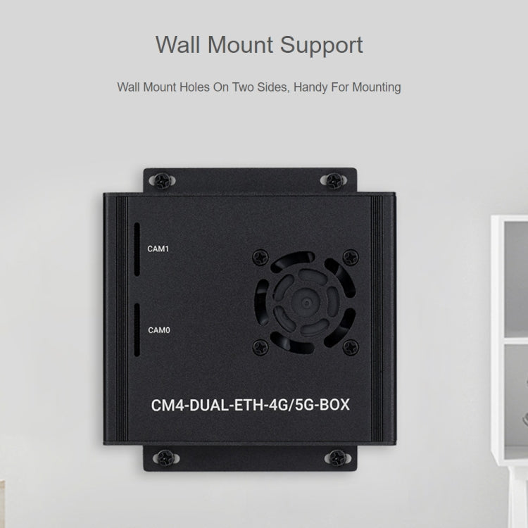 Waveshare Dual Gigabit Ethernet 5G/4G Computer Box with Cooling Fan for Raspberry Pi CM4(EU Plug) - Mini PC Accessories by WAVESHARE | Online Shopping South Africa | PMC Jewellery | Buy Now Pay Later Mobicred