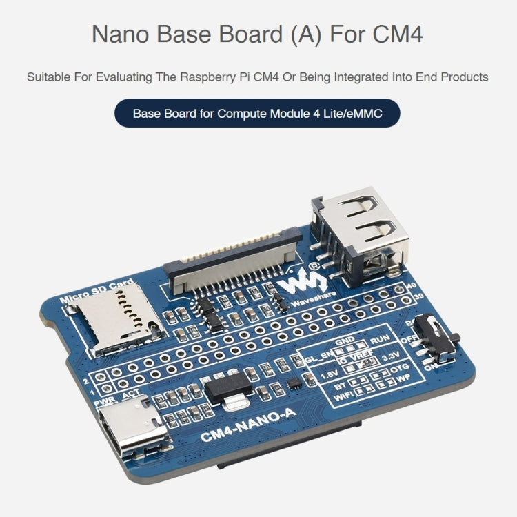 Waveshare Nano Base Board A for Raspberry Pi CM4 - Modules Expansions Accessories by PMC TechLife | Online Shopping South Africa | PMC TechLife | Buy Now Pay Later Mobicred