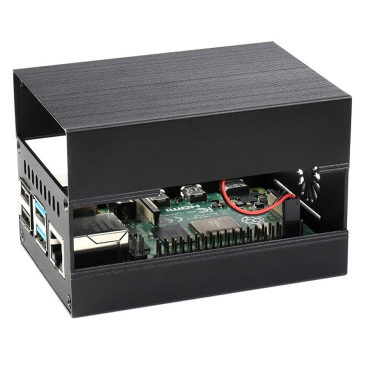 Waveshare Stripe Aluminum Cooling Case for Raspberry Pi 4, Built-In Active Radiator with Fins(Black) - Other Accessories by WAVESHARE | Online Shopping South Africa | PMC TechLife | Buy Now Pay Later Mobicred