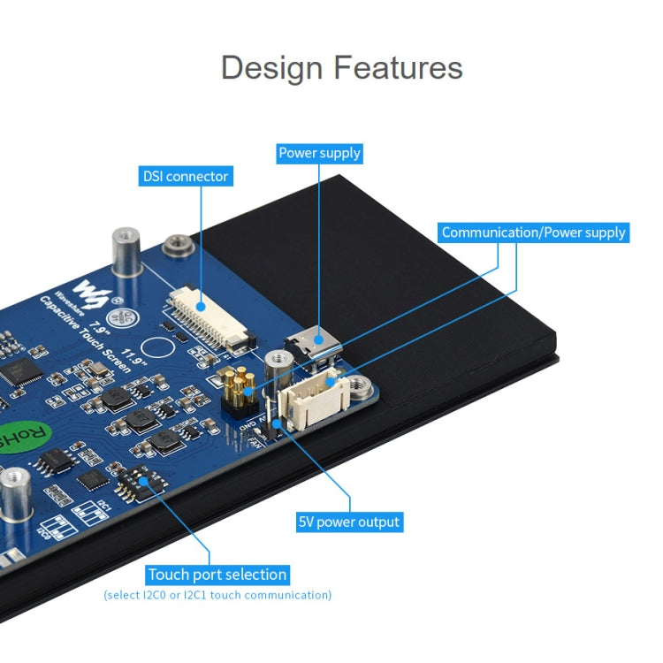 WAVESHARE 7.9 inch Capacitive Touch Display For Raspberry Pi, 400 x 1280, IPS, DSI Interface - free shipping - PMC Jewellery - Order now!