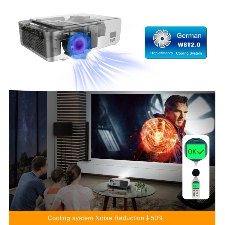 T6 2000ANSI Lumens Mini Theater Projector, Android 7.1 RK3128 Quad Core, 1GB+8GB, UK Plug(Silver) - LED Projector by PMC Jewellery | Online Shopping South Africa | PMC Jewellery | Buy Now Pay Later Mobicred