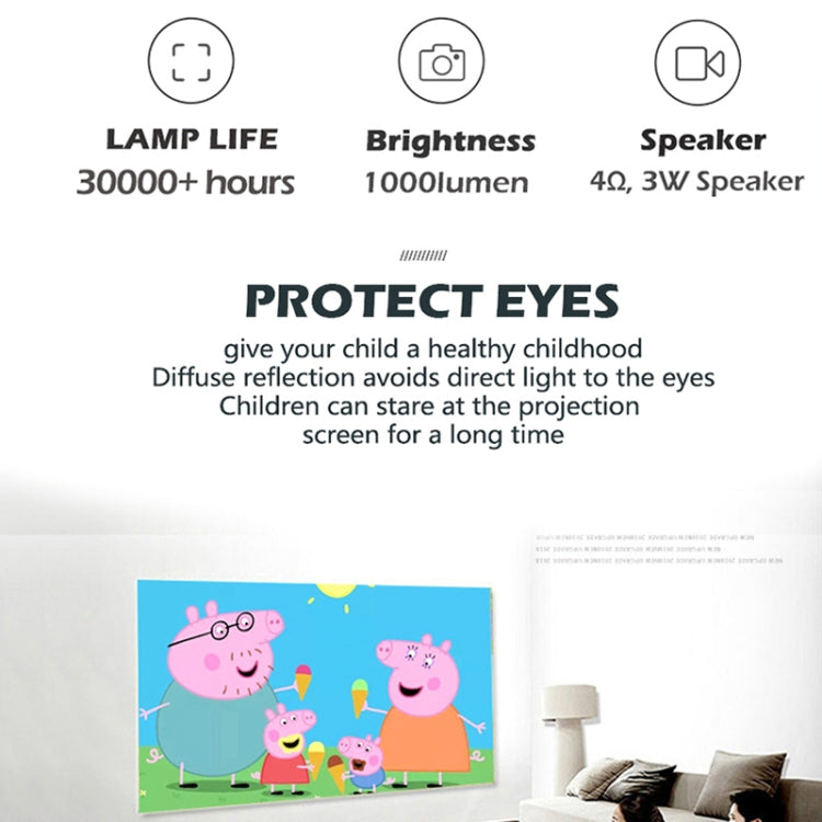 A2000 1080P Mini Portable Smart Projector Children Projector, UK Plug(White Grey) - free shipping - PMC Jewellery - Order now!