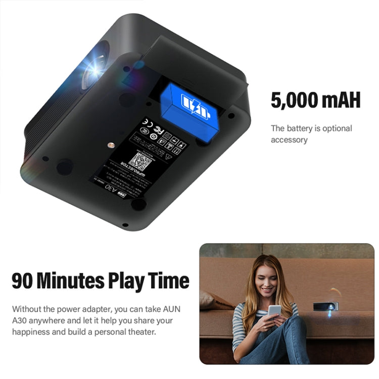 AUN A30 480P 3000 Lumens Basic Version Portable Home Theater LED HD Digital Projector (EU Plug) - LED Projector by AUN | Online Shopping South Africa | PMC Jewellery | Buy Now Pay Later Mobicred