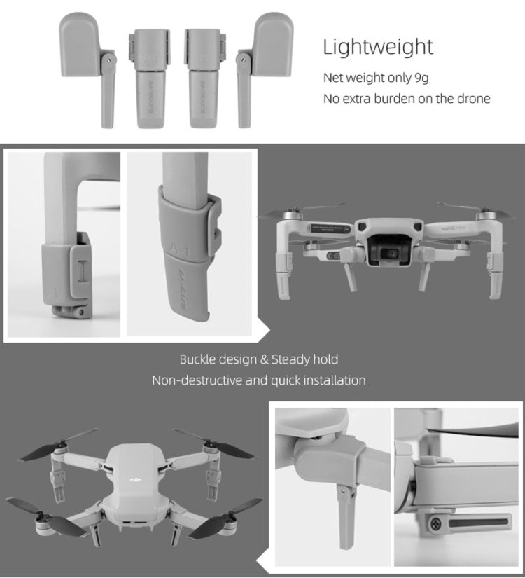 Sunnylife MM-LG541 Foldable Heightened Landing Gears for DJI Mavic mini (Grey) - Others by Sunnylife | Online Shopping South Africa | PMC Jewellery | Buy Now Pay Later Mobicred