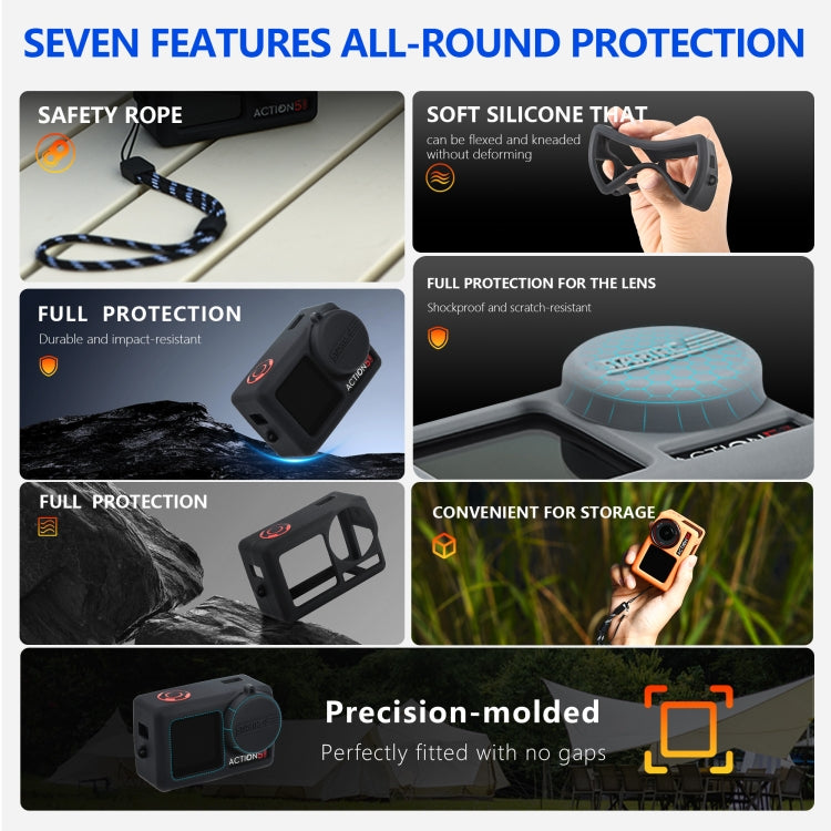 For DJI Osmo Action 5 Pro STARTRC Silicone Protective Case with Lens Cover (Orange) - free shipping - PMC TechLife - Order now!