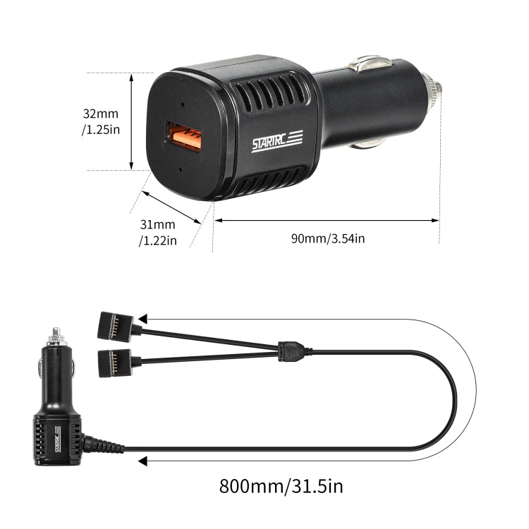 For DJI Mavic Mini 3 Pro STARTRC 2 in 1 Battery and Remote Control Charging Car Charger(Black) - Charger by PMC Jewellery | Online Shopping South Africa | PMC Jewellery | Buy Now Pay Later Mobicred