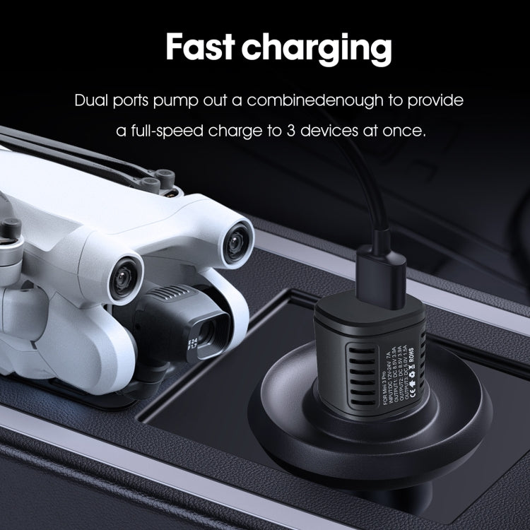 For DJI Mavic Mini 3 Pro STARTRC 2 in 1 Battery and Remote Control Charging Car Charger(Black) - Charger by PMC Jewellery | Online Shopping South Africa | PMC Jewellery | Buy Now Pay Later Mobicred