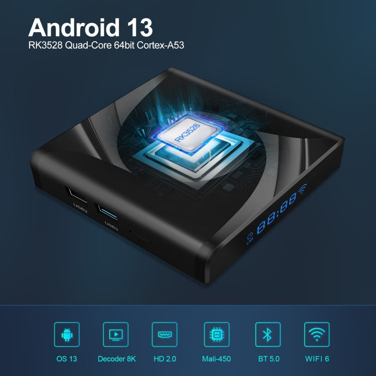 X88 Pro 13 Android 13.0 Smart TV Box with Remote Control, RK3528 Quad-Core, 4G+32GB(EU Plug) - Others by PMC TechLife | Online Shopping South Africa | PMC TechLife