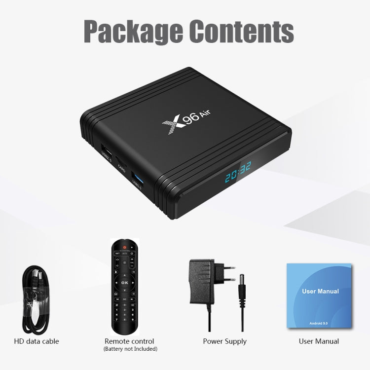 X96 Air 8K Smart TV BOX Android 9.0 Media Player with Remote Control, Quad-core Amlogic S905X3, RAM: 2GB, ROM: 16GB, Dual Band WiFi, US Plug - Amlogic S905 by PMC Jewellery | Online Shopping South Africa | PMC Jewellery | Buy Now Pay Later Mobicred