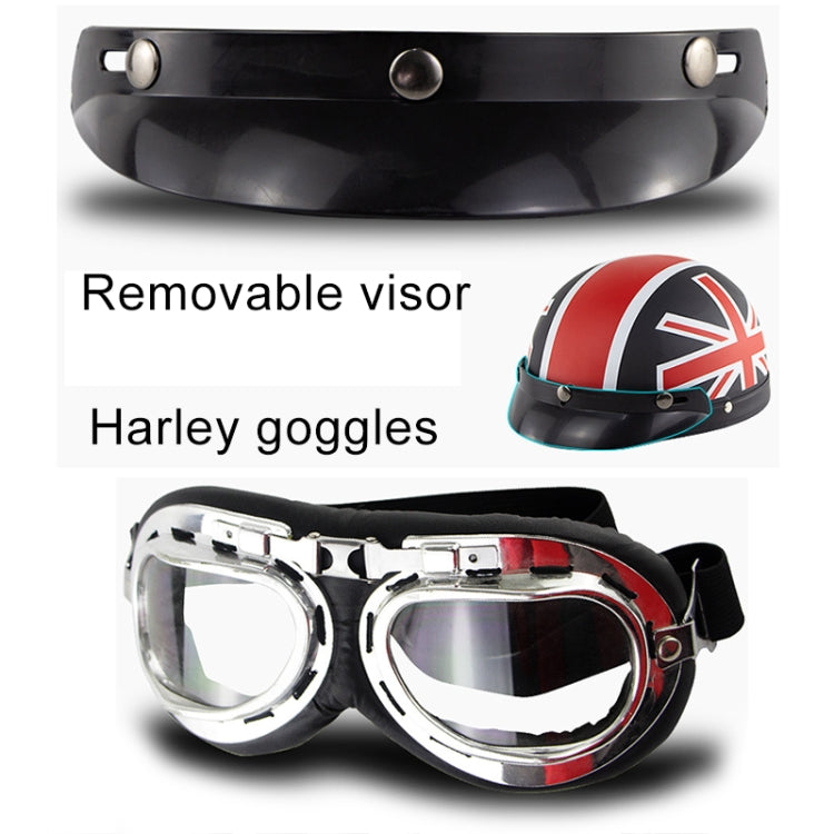 Soman Electromobile Motorcycle Half Face Helmet Retro Harley Helmet with Goggles(Matte Black UK Flag) - Helmets by SOMAN | Online Shopping South Africa | PMC Jewellery | Buy Now Pay Later Mobicred