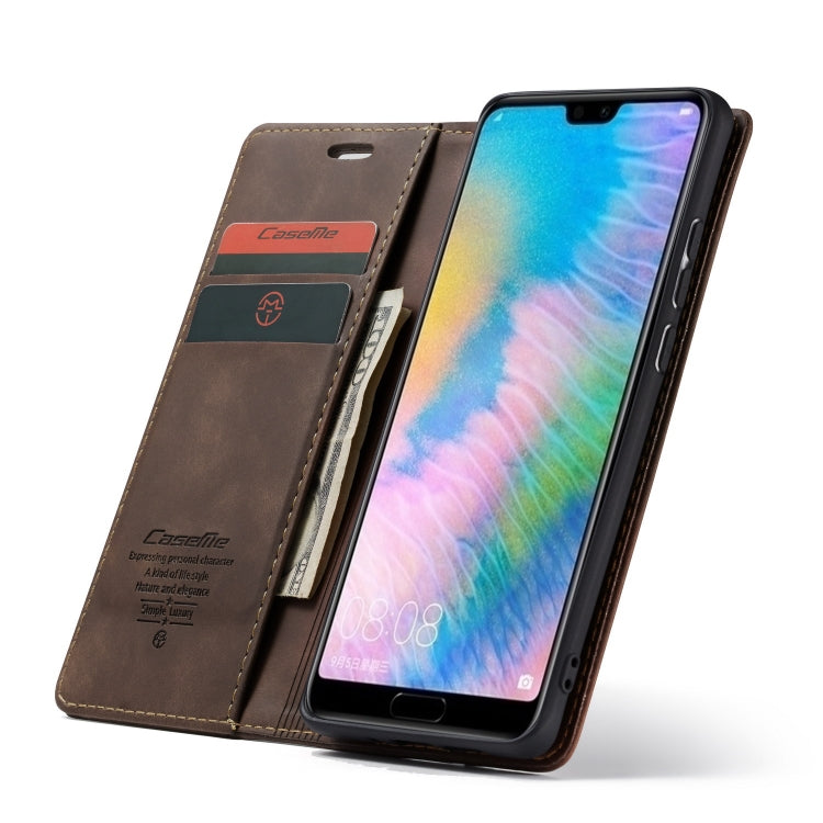 CaseMe-013 Multifunctional Horizontal Flip Leather Case with Card Slot & Holder for Huawei P20(Coffee) - Huawei Cases by CaseMe | Online Shopping South Africa | PMC Jewellery | Buy Now Pay Later Mobicred