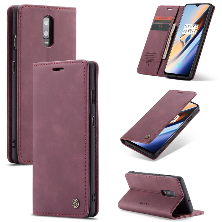 CaseMe-013 Multifunctional Horizontal Flip Leather Case with Card Slot & Holder for Oneplus 7(Wine Red) - OnePlus Cases by CaseMe | Online Shopping South Africa | PMC Jewellery | Buy Now Pay Later Mobicred