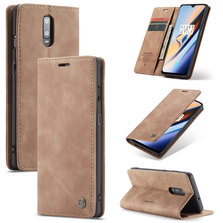 CaseMe-013 Multi-functional Retro Frosted Horizontal Flip Leather Case with Card Slot & Holder & Wallet For OnePlus 7(Brown) - OnePlus Cases by CaseMe | Online Shopping South Africa | PMC Jewellery | Buy Now Pay Later Mobicred