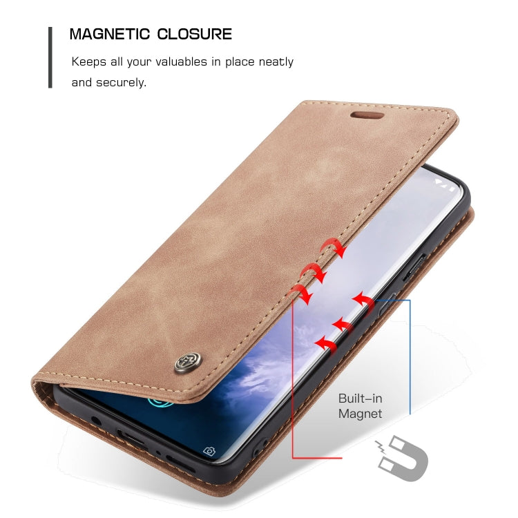 CaseMe-013 Multi-functional Retro Frosted Horizontal Flip Leather Case with Card Slot & Holder & Wallet For OnePlus 7 Pro(Brown) - OnePlus Cases by CaseMe | Online Shopping South Africa | PMC Jewellery | Buy Now Pay Later Mobicred