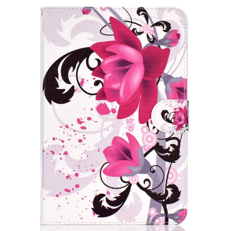 Colored Pattern Drawing Horizontal Flip PU Leather Case with Three-folding Holder for 10 inch Tablet PC(Flower) - 10 - 11 inch by PMC TechLife | Online Shopping South Africa | PMC TechLife | Buy Now Pay Later Mobicred