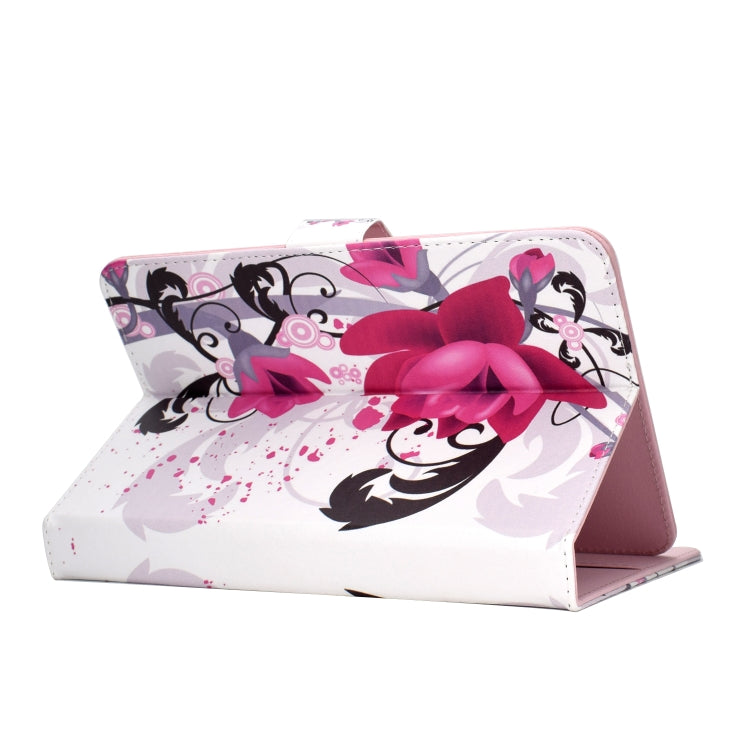 Colored Pattern Drawing Horizontal Flip PU Leather Case with Three-folding Holder for 10 inch Tablet PC(Flower) - 10 - 11 inch by PMC TechLife | Online Shopping South Africa | PMC TechLife | Buy Now Pay Later Mobicred