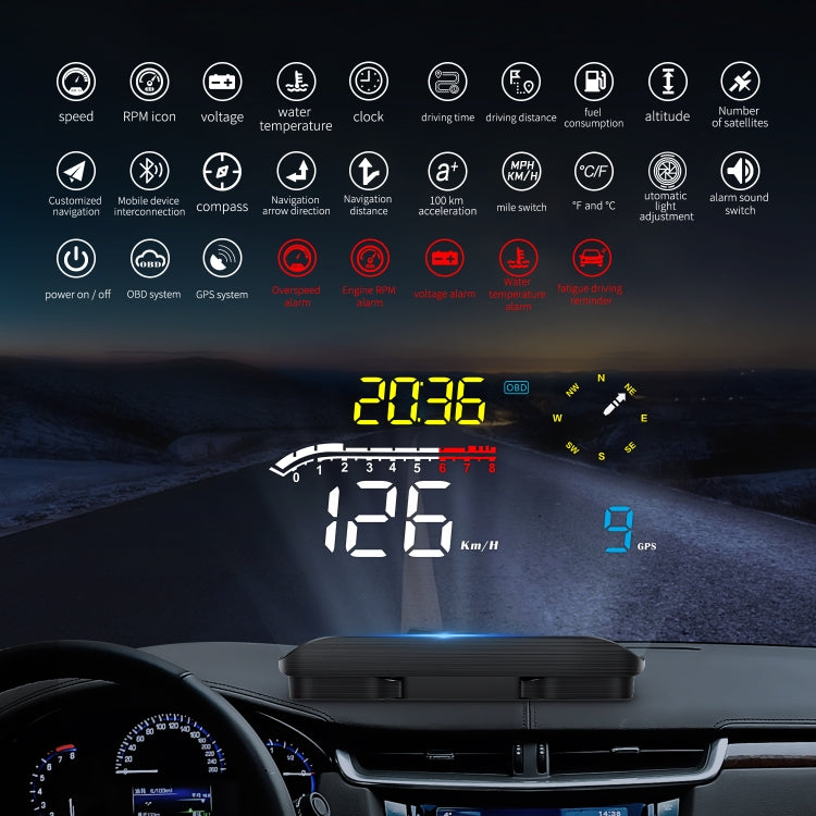 D1 Car OBD2 HUD Head-up Display GPS Speed Meter Speed / Voltage / Water Temperature Speed Alarm - Head Up Display System by PMC Jewellery | Online Shopping South Africa | PMC Jewellery | Buy Now Pay Later Mobicred