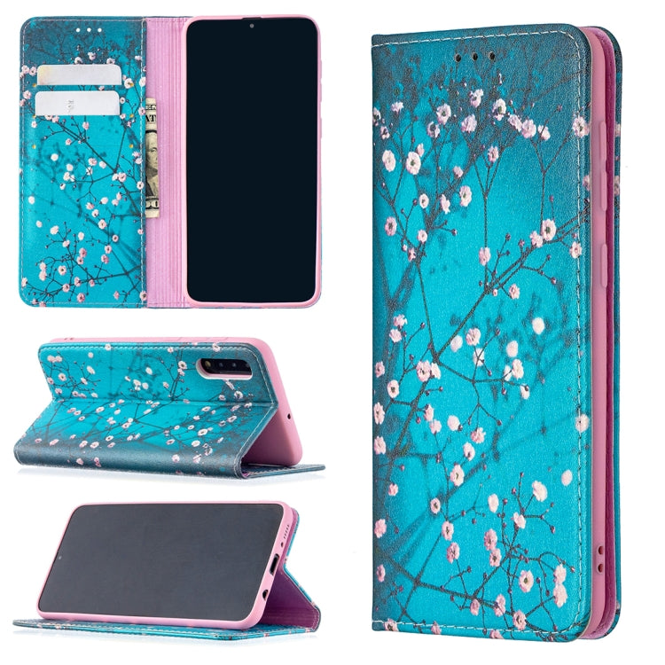 For Samsung Galaxy A50 Colored Drawing Pattern Invisible Magnetic Horizontal Flip PU Leather Case with Holder & Card Slots & Wallet(Plum Blossom) - Galaxy Phone Cases by PMC Jewellery | Online Shopping South Africa | PMC Jewellery