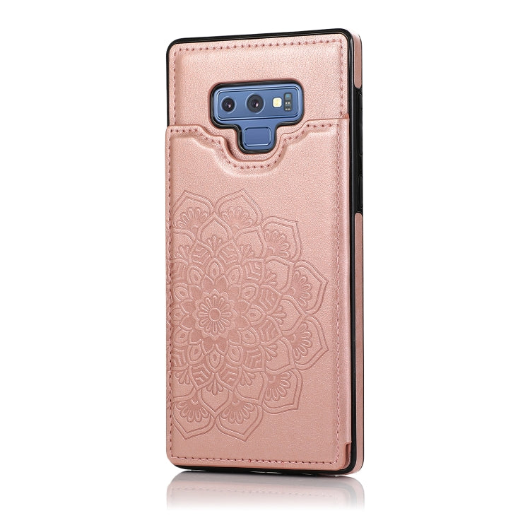 For Samsung Galaxy Note9 Double Buckle Mandala Pattern PU+TPU Protective Case with Card Slots & Holder & Photo Frame(Rose Gold) - Galaxy Phone Cases by PMC Jewellery | Online Shopping South Africa | PMC Jewellery