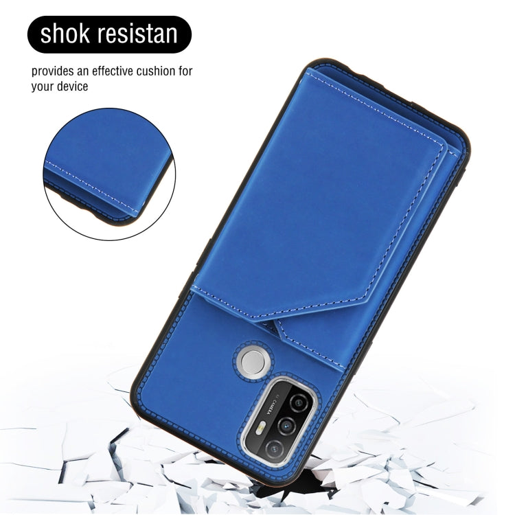 For OPPO A53 Skin Feel PU + TPU + PC Back Cover Shockproof Case with Card Slots & Holder & Photo Frame(Royal Blue) - OPPO Cases by PMC Jewellery | Online Shopping South Africa | PMC Jewellery | Buy Now Pay Later Mobicred