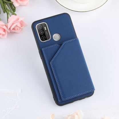 For OPPO A53 Skin Feel PU + TPU + PC Back Cover Shockproof Case with Card Slots & Holder & Photo Frame(Royal Blue) - OPPO Cases by PMC Jewellery | Online Shopping South Africa | PMC Jewellery | Buy Now Pay Later Mobicred