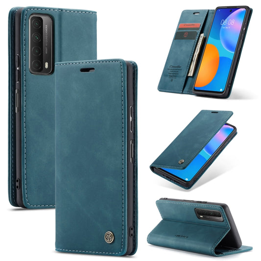 For Huawei P Smart 2021 CaseMe-013 Multifunctional Retro Frosted Horizontal Flip Leather Case with Card Slot & Holder & Wallet(Blue) - Huawei Cases by CaseMe | Online Shopping South Africa | PMC Jewellery | Buy Now Pay Later Mobicred