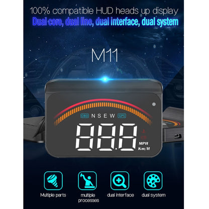 M11 Car OBD2 + GPS Mode Head-up Display HUD Overspeed / Speed / Water Temperature Alarm - Head Up Display System by PMC Jewellery | Online Shopping South Africa | PMC Jewellery | Buy Now Pay Later Mobicred