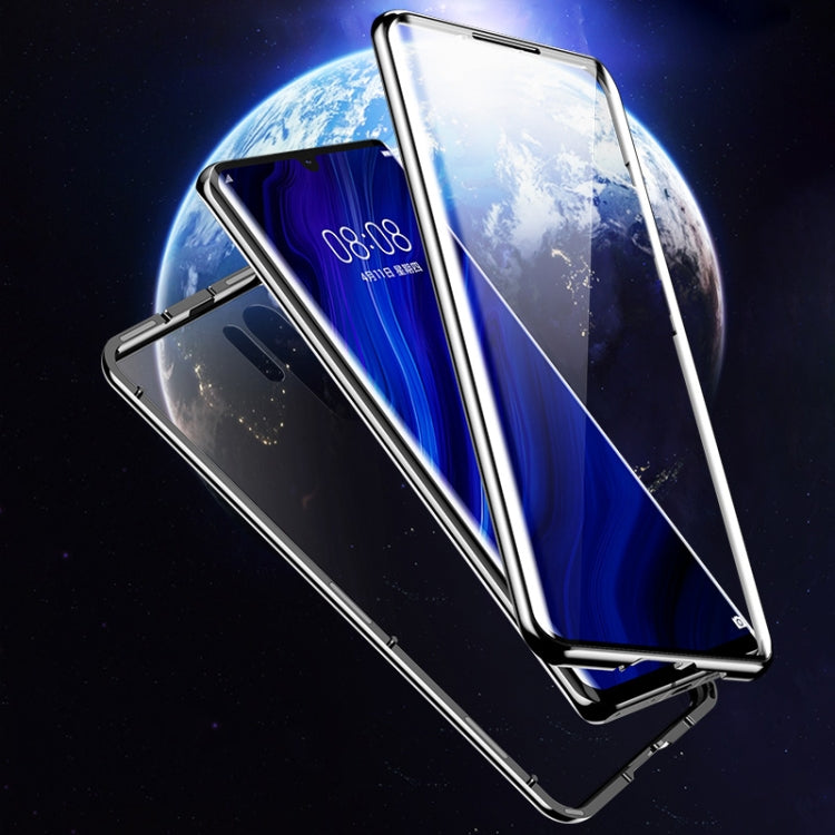 For Huawei P30 Magnetic Metal Frame Double-sided Tempered Glass Case(Black) - Huawei Cases by PMC TechLife | Online Shopping South Africa | PMC TechLife | Buy Now Pay Later Mobicred
