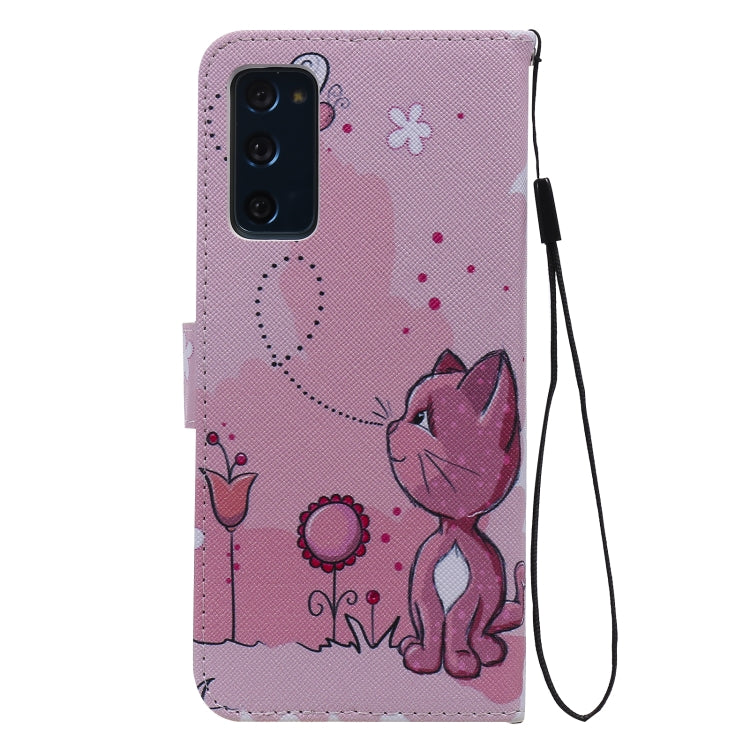 For Samsung Galaxy S20 FE Painted Pattern Horizontal Flip Leather Case, with Wallet & Holder & Card Slots & Lanyard(Cat and Bee) - Galaxy S20 FE Cases by PMC Jewellery | Online Shopping South Africa | PMC Jewellery